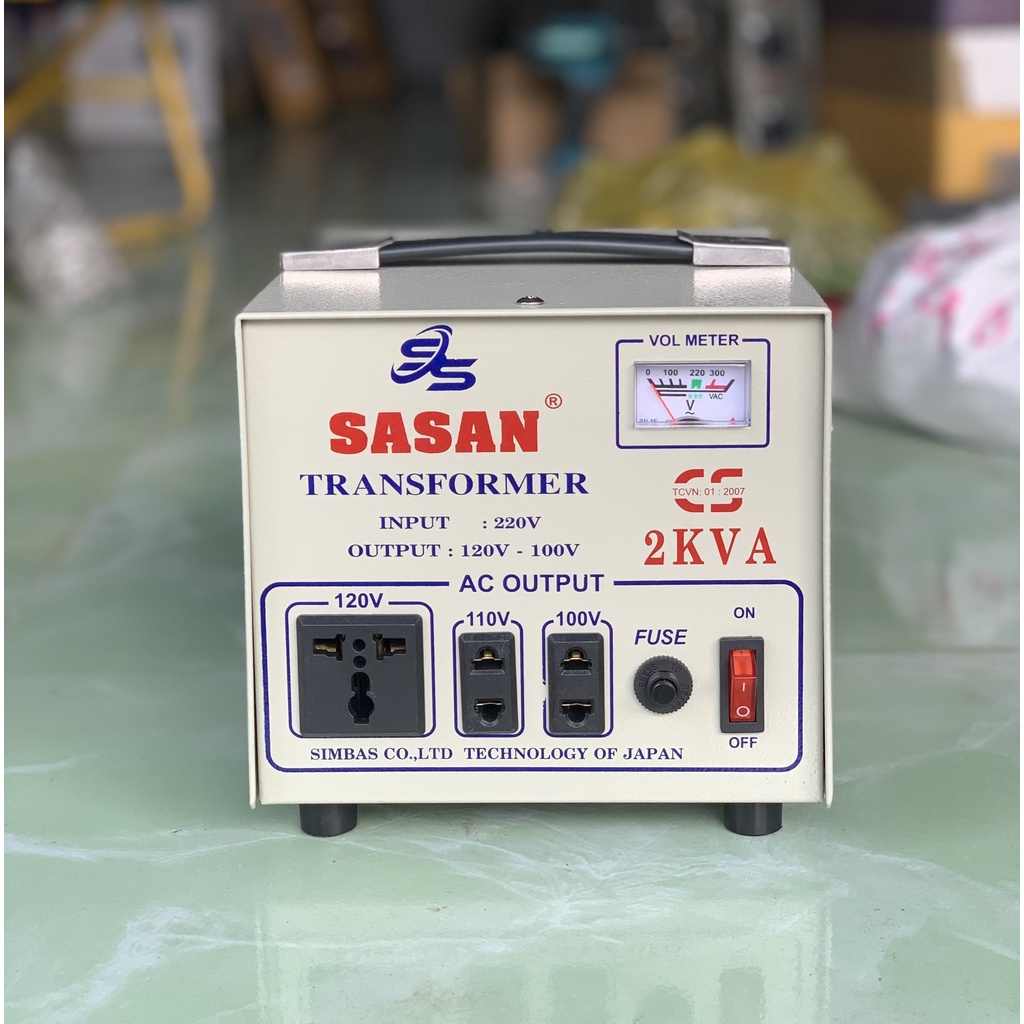 Bộ đổi nguồn 220v sang 110v, biến thế , biến áp 220v ra 100v 2KVA SASAN BẢO HÀNH 18 THÁNG