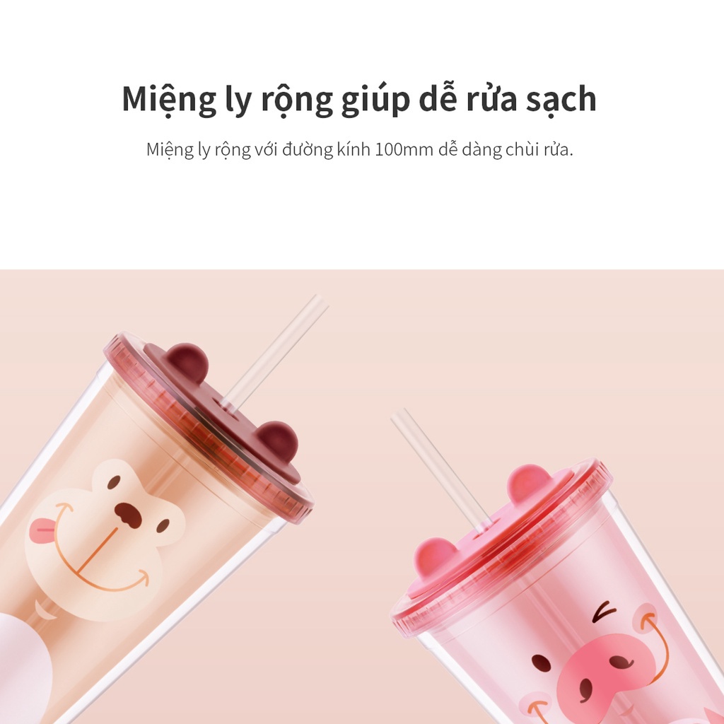 Ly nhựa 2 lớp LocknLock hình thú ngộ nghĩnh HAP511 dung tích 520ml - BABYHOPSG