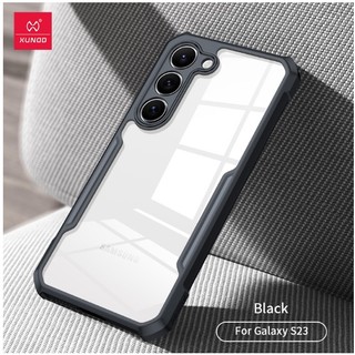 Samsung S23, S23 Plus, S23 Ultra_Ốp lưng kính trong viền dẻo chống sốc chính hãng Xundd