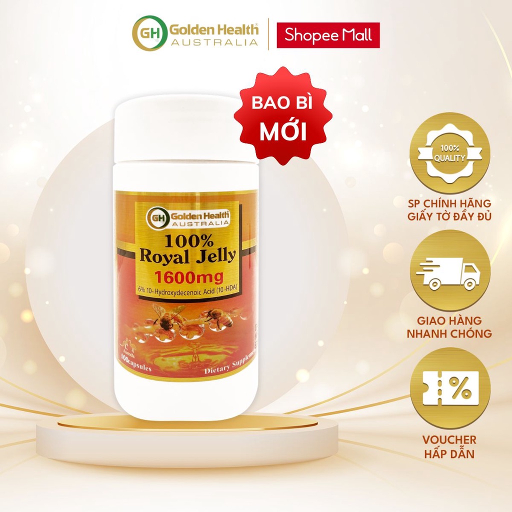 [GOLDEN HEALTH] Viên sữa ong chúa - Royal Jelly 1600mg hộp 100 Viên