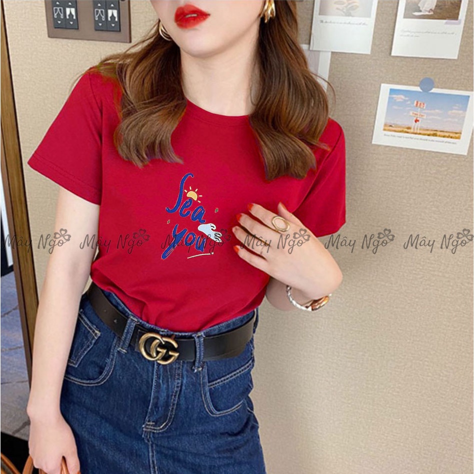 Áo thun thái in chữ xinh xắn thun mềm mịn vải mát