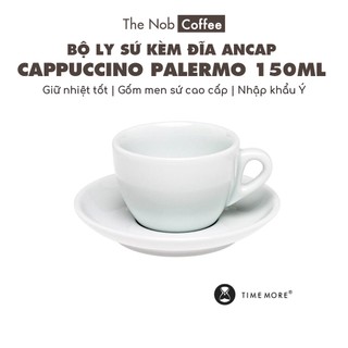 Bộ ly sứ kèm đĩa Ancap Cappuccino Palermo cao cấp 150ml | Nhập khẩu từ Ý