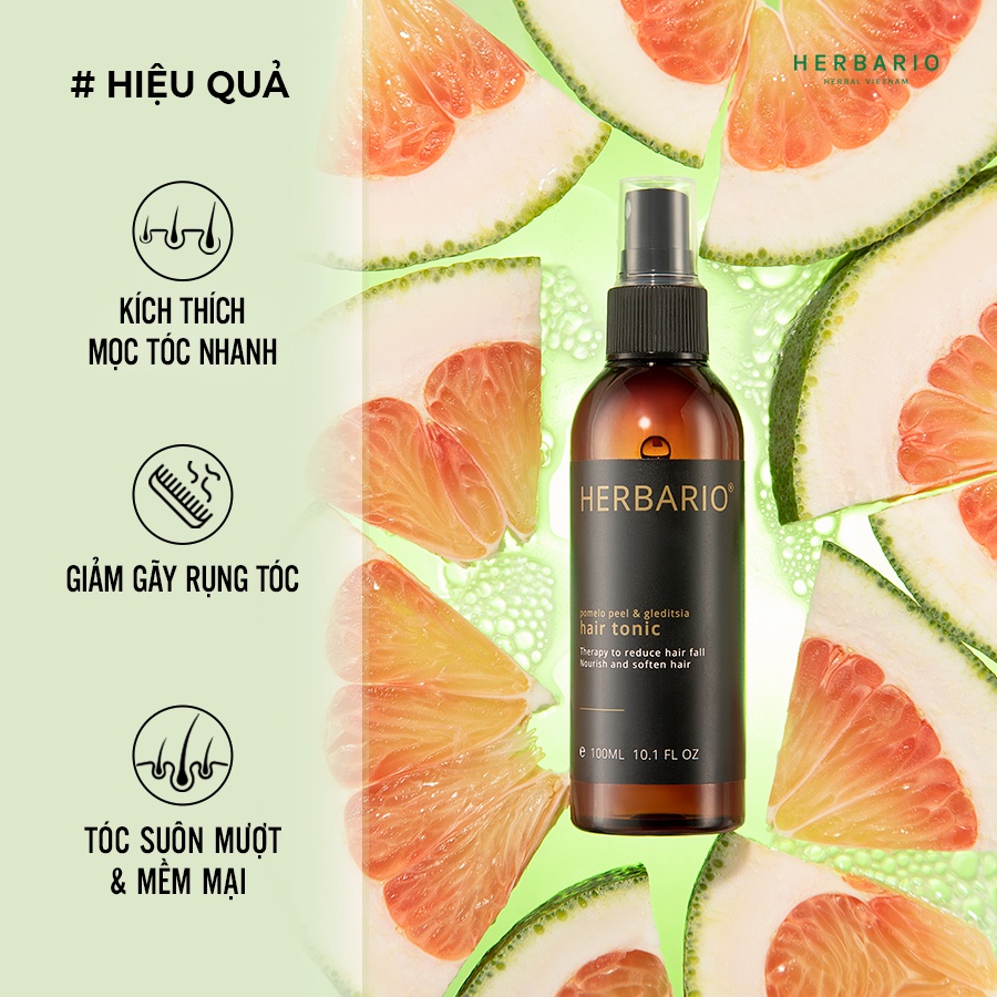 Nước xịt dưỡng tóc Vỏ Bưởi và Bồ Kết Herbario 100ml (pomelo peel &amp; gleditsia)