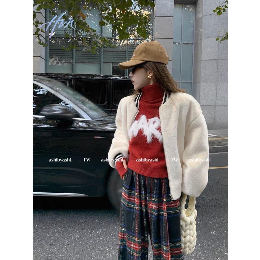 Áo Sweater Dệt Kim Tay Ngắn Cổ Cao Dáng Ôm Thời Trang Cho Nữ