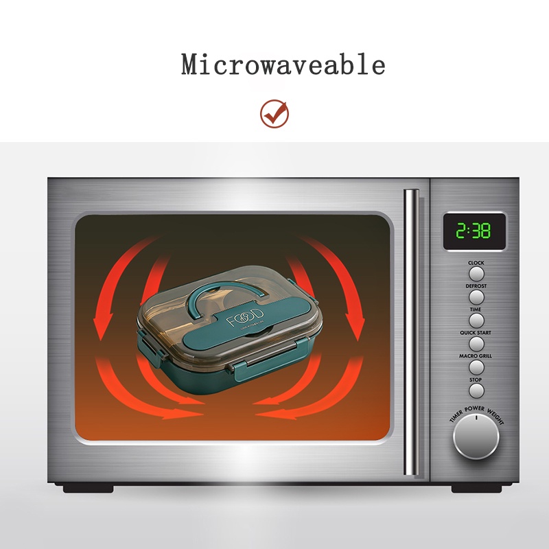 304 Hộp cơm bằng thép không gỉ / Hộp cơm tách / Hộp cơm văn phòng / Tặng thìa và đũa