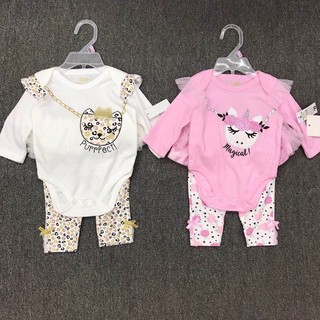 Sale - set 2 bodysuit kèm quần bé gái 3-6-9m - xuhashopbaby