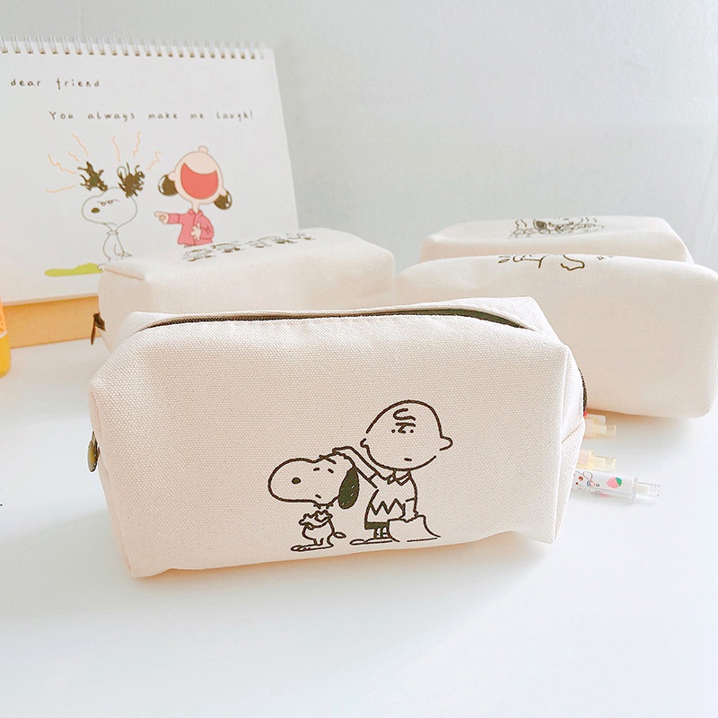 Túi Đựng Bút Chì Cỡ Lớn In Hoạt Hình Snoopy Dễ Thương Cho Học Sinh