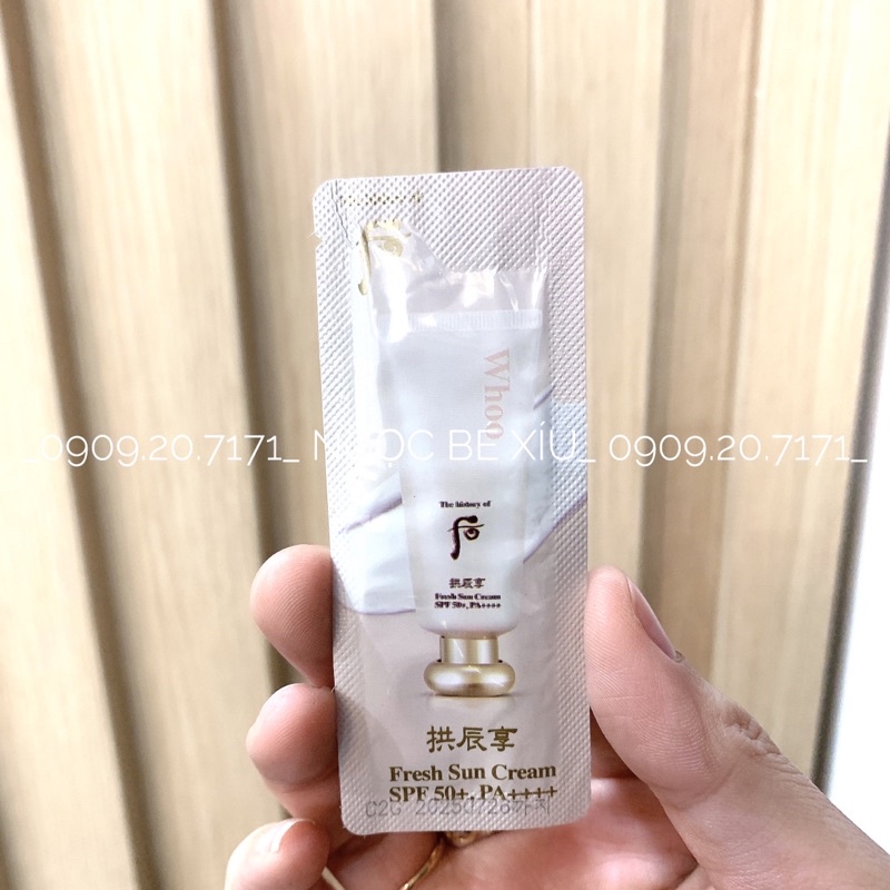 COMBO 10 GÓI KEM CHỐNG NẮNG HOÀNG CUNG MÁT DA WHOO FRESH SUN CREAM MẪU MỚI SPF50+/PA++++