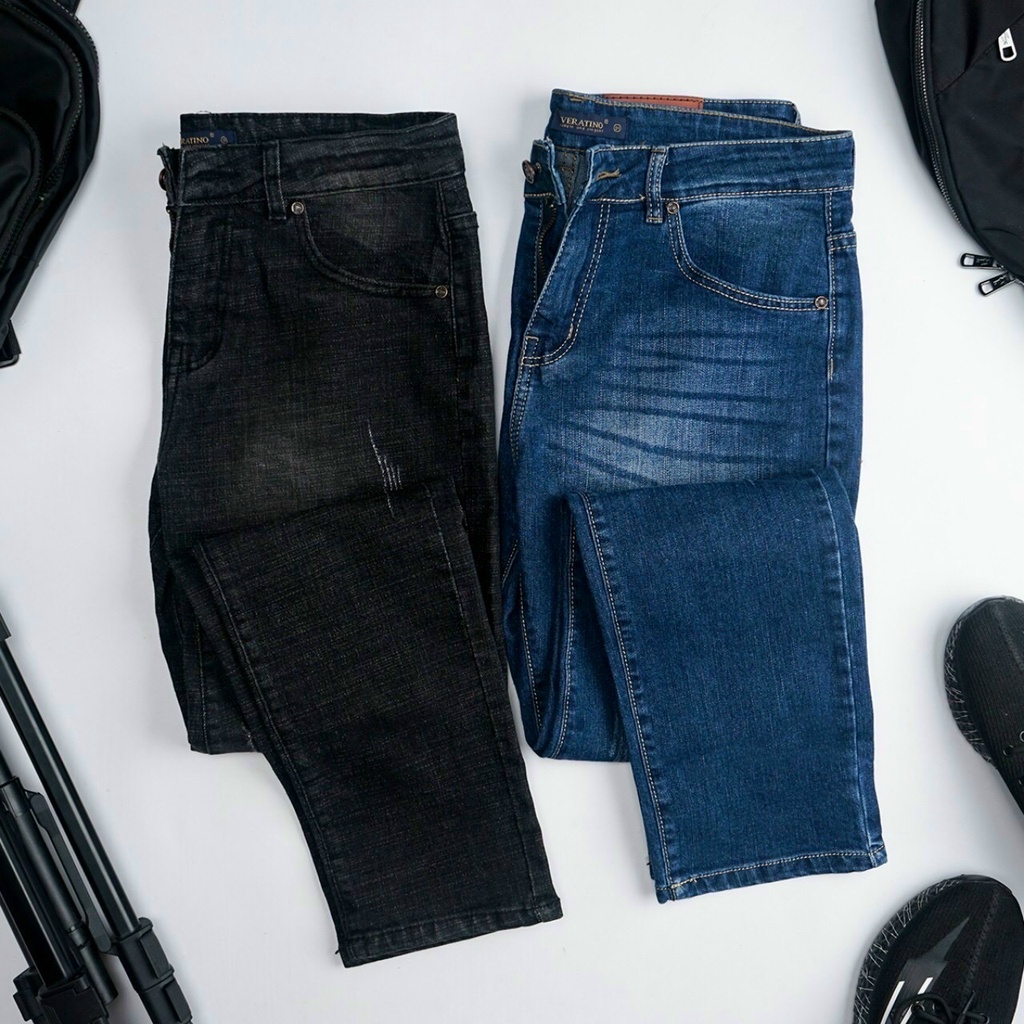 Quần Jean Ống Suông Nam TUTO5 Menswear Bò Xước Slim Fit Đẹp Cao Cấp Có Co Giãn Mềm Thoải Mái Màu Xanh Than , Đen JT01
