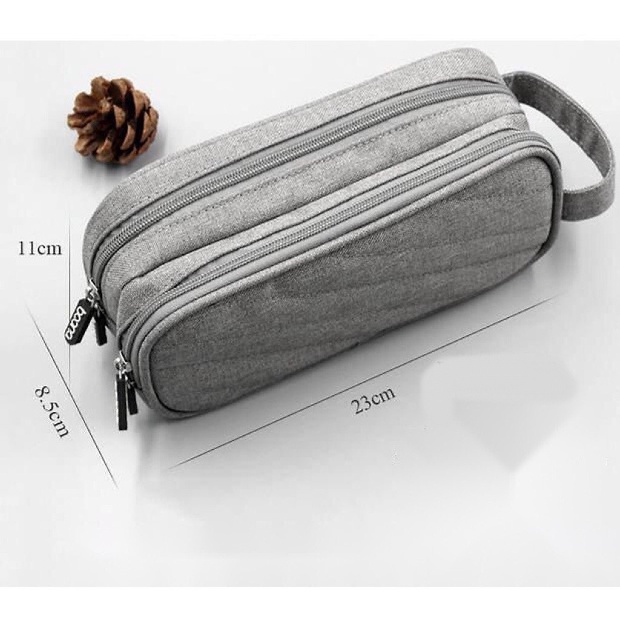 Túi đựng cáp sạc phụ kiện công nghệ 2 ngăn dáng dọc BAONA DRU PK10
