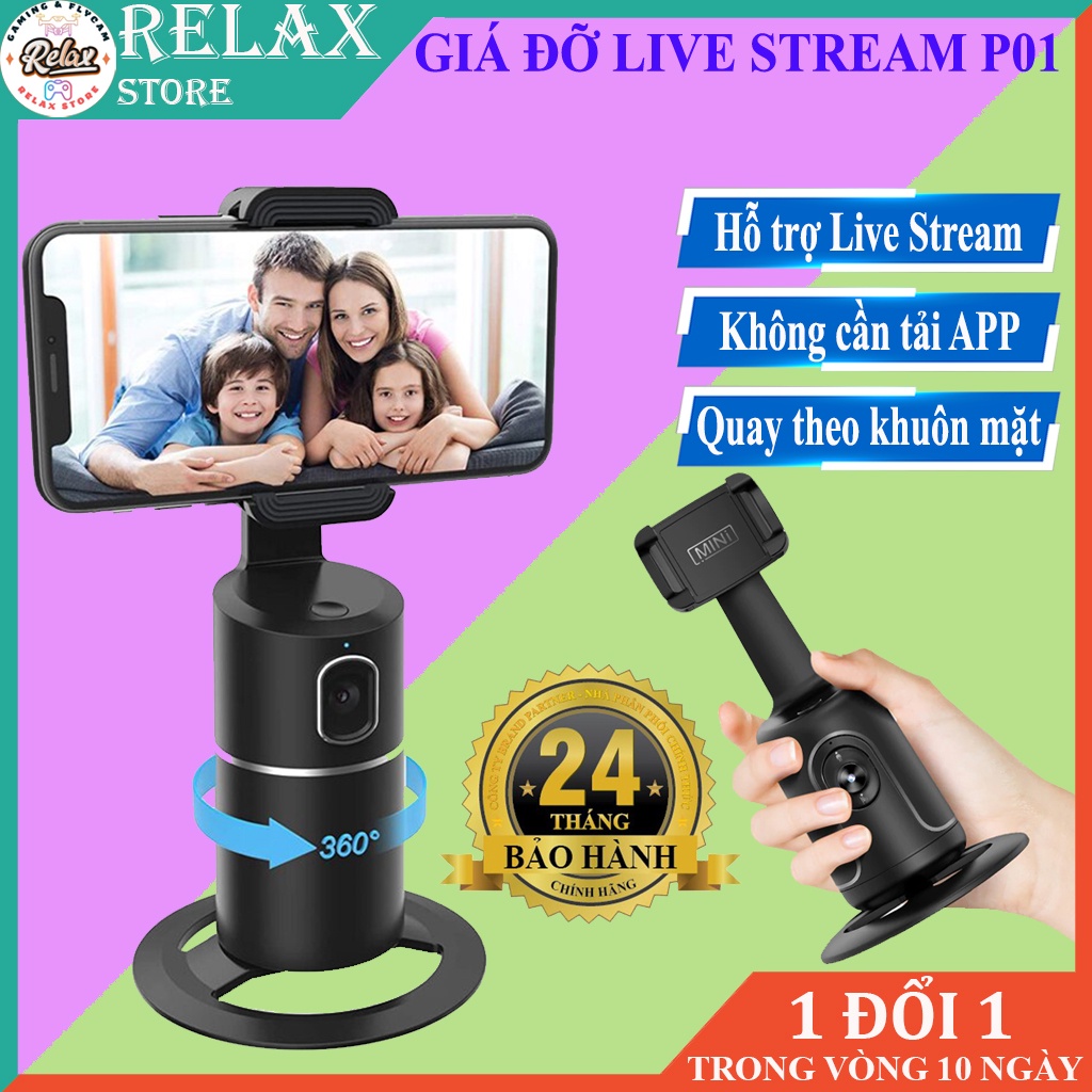 💥Không Dùng APP💥Chân đỡ điện thoại tự đông quay theo khuôn mặt P01 - xoay 360 độ - tự động quay theo khuôn mặt AI