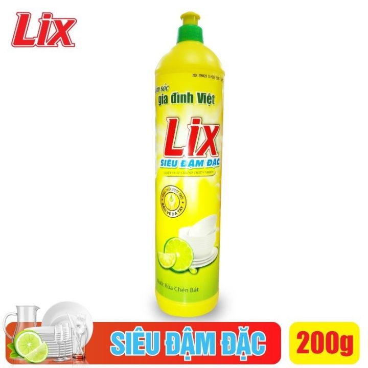 Quà tặng nước rửa chén LIX hương trà xanh/ chanh 200g thơm mát sạch bóng vết dầu mỡ