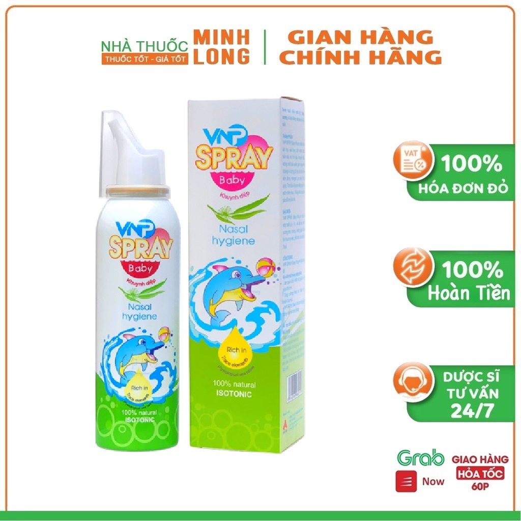 Xịt mũi cá heo Vnp Spray Baby Khuynh diệp chai xịt mũi cho bé Làm sạch dịch nhầy mũi ML002