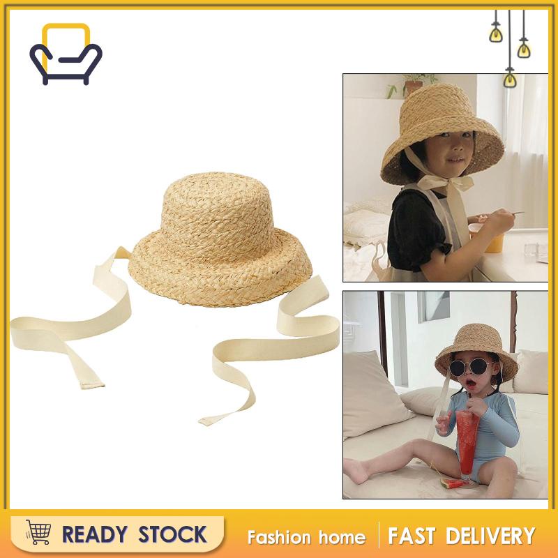 Mũ Rơm Du Lịch Mùa Hè Mũ Chống Nắng Có Dây Buộc Trắng Có Thể Điều Chỉnh Mũ Cói Che Nắng Chống Gió In Hoạt Hình Kèm Dây Đeo Thời Trang Mùa Hè Cho Bé