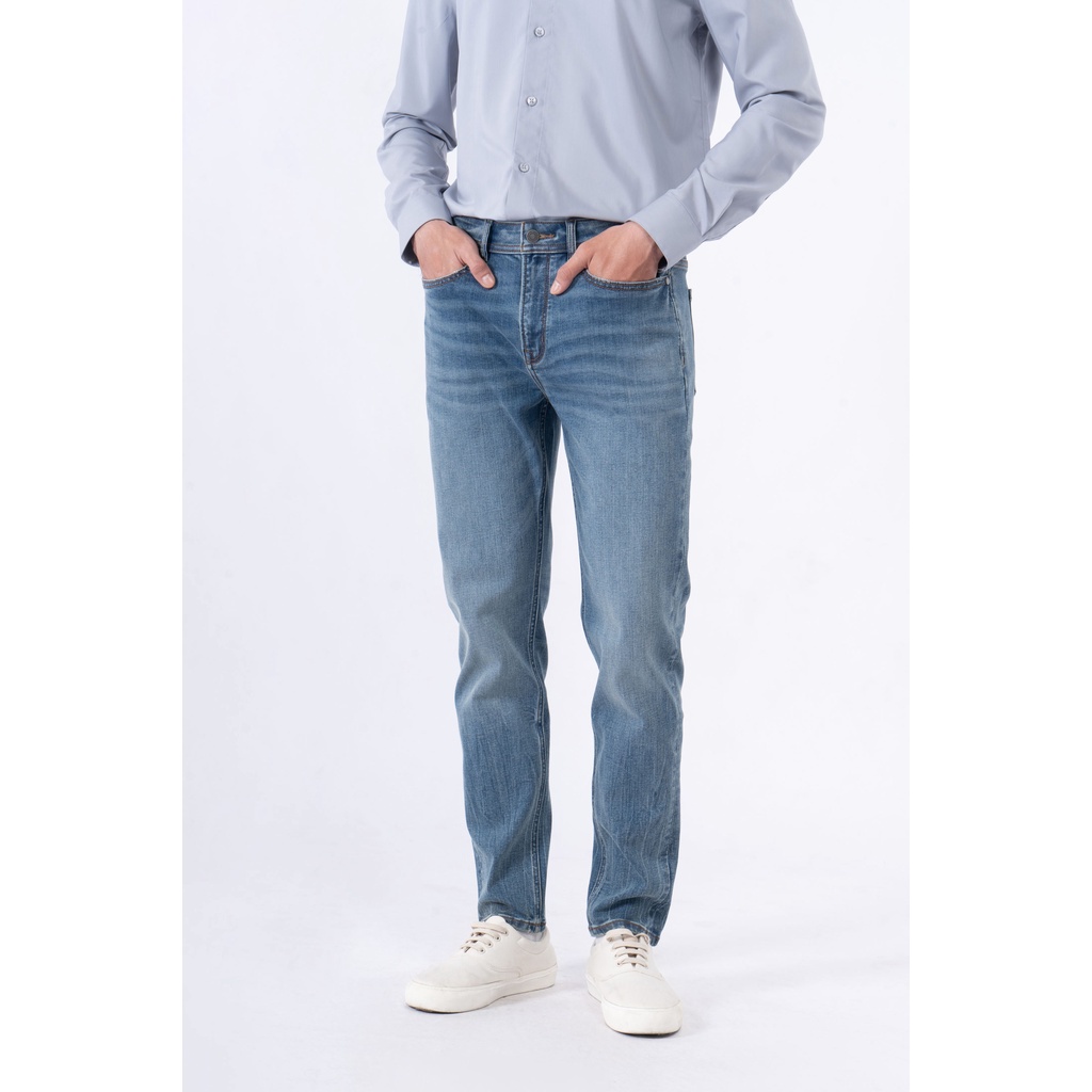 Quần Jean Nam Premium Trơn Co Giãn Form Slim - Routine 10F22DPA025