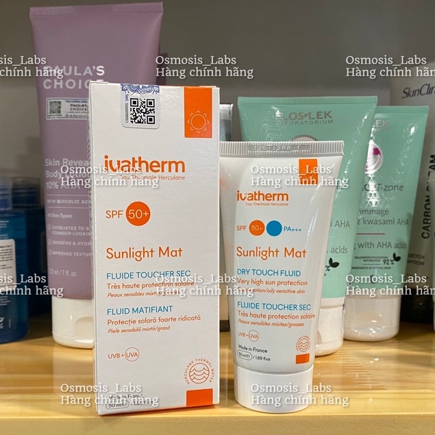 Kem Chống Nắng Ivatherm Sunlight Mat - Touch SPF 50+ dành cho da dầu nhờn, kháng nước, mồ hôi