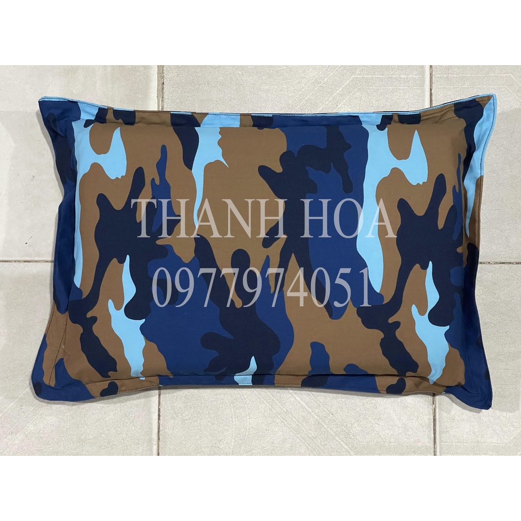Gối hơi gối mút màu rằn ri xanh biển van 2 chiều cao cấp