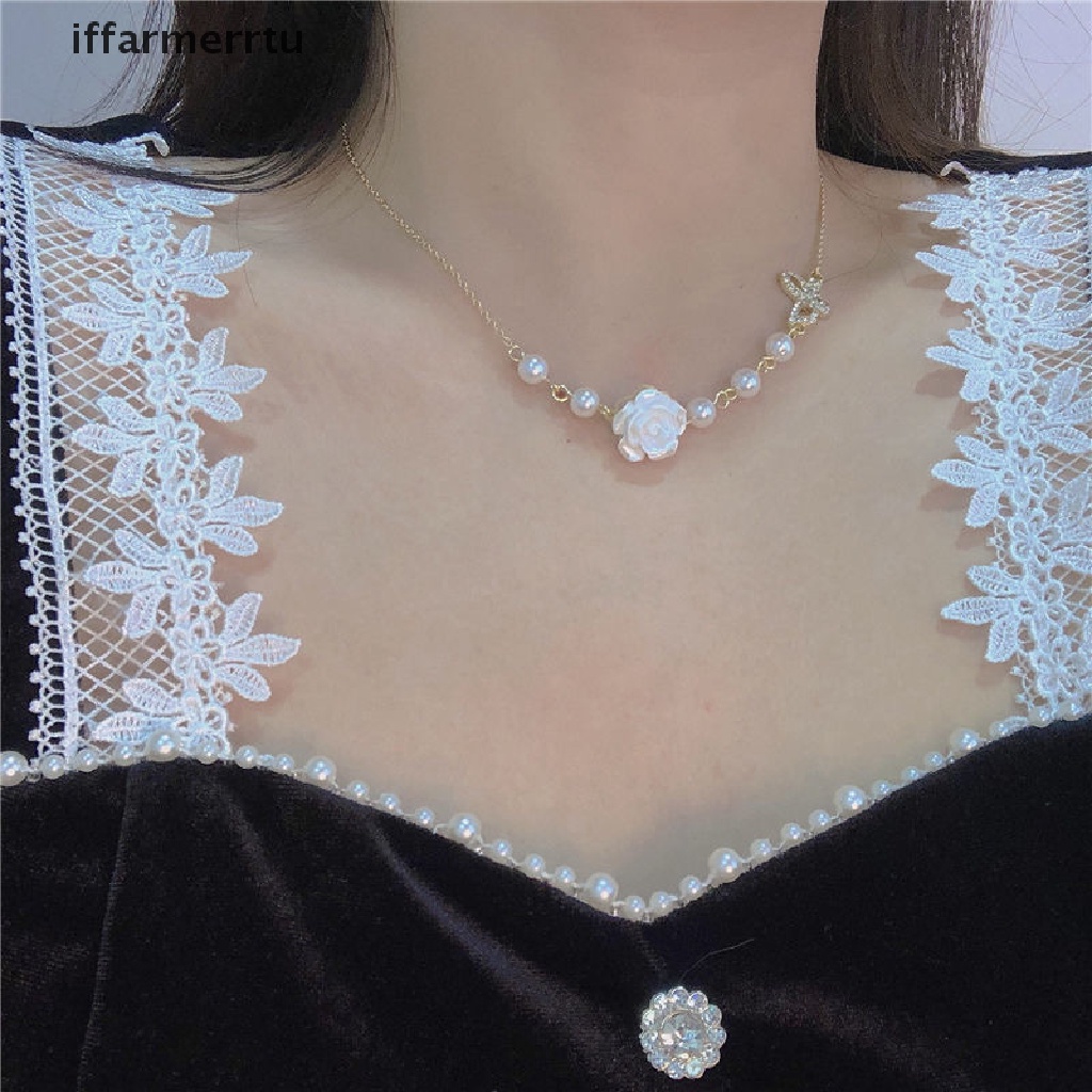 Set 1 Cặp Vòng cổ Ngọc Trai Hình Hoa Bướm Thời Trang Cho Nữ