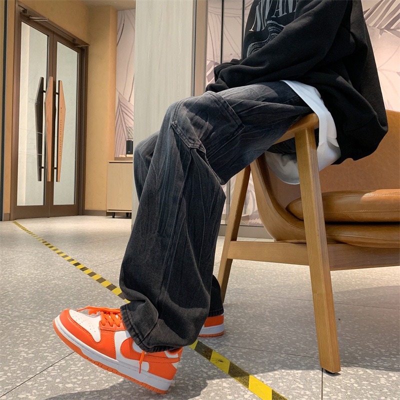 Quần Jean Dài Dáng Rộng Ống Suông Phong Cách Retro Dành Cho Nam