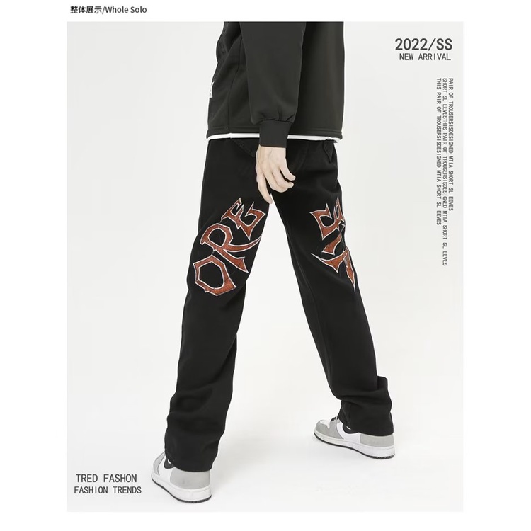 Quần Jean In Chữ Phong Cách Hip Hop Đường Phố Thời Trang Bốn Mùa Mới Cho Nam