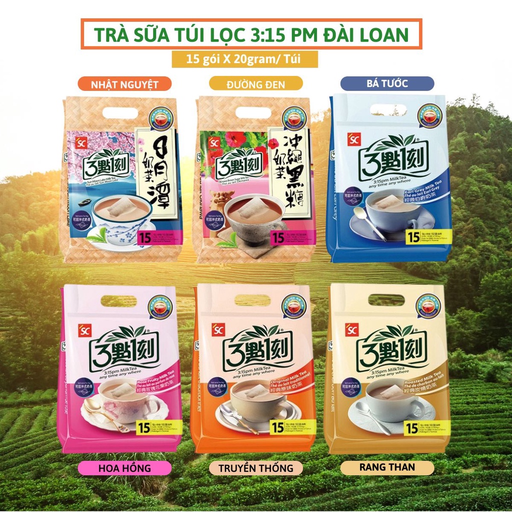 Trà sữa túi lọc 3:15pm Đài Loan 15 gói/túi