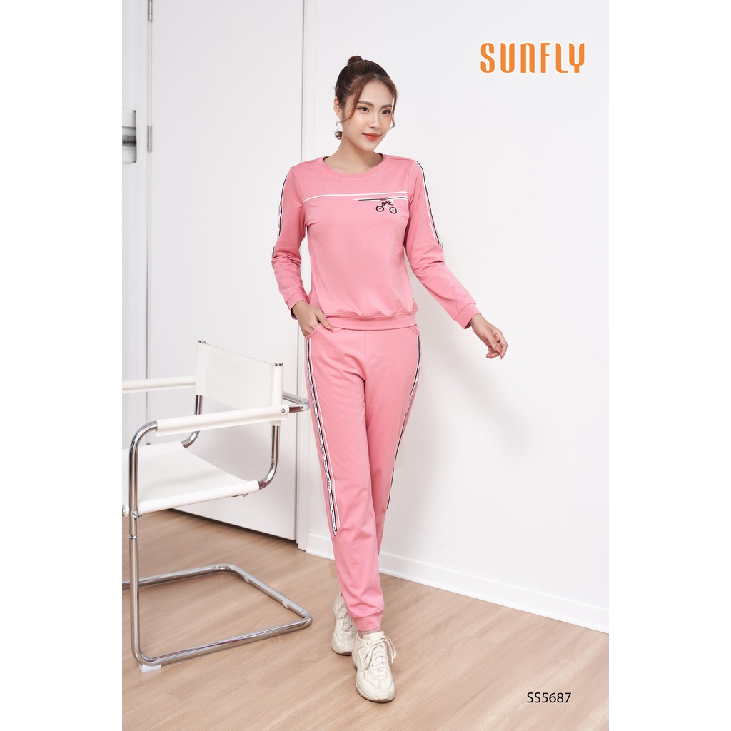 Sunfly - Bộ thể thao cotton áo dài quần dài chính hãng Sunfly SS5687 (4 màu như hình)