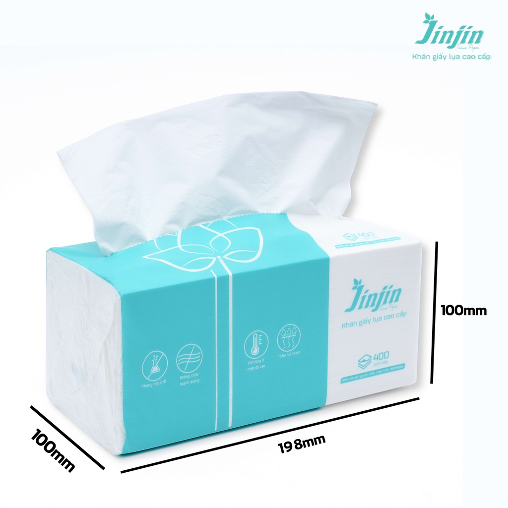 Gói giấy ăn rút JINJIN siêu dai 400 tờ 4 lớp