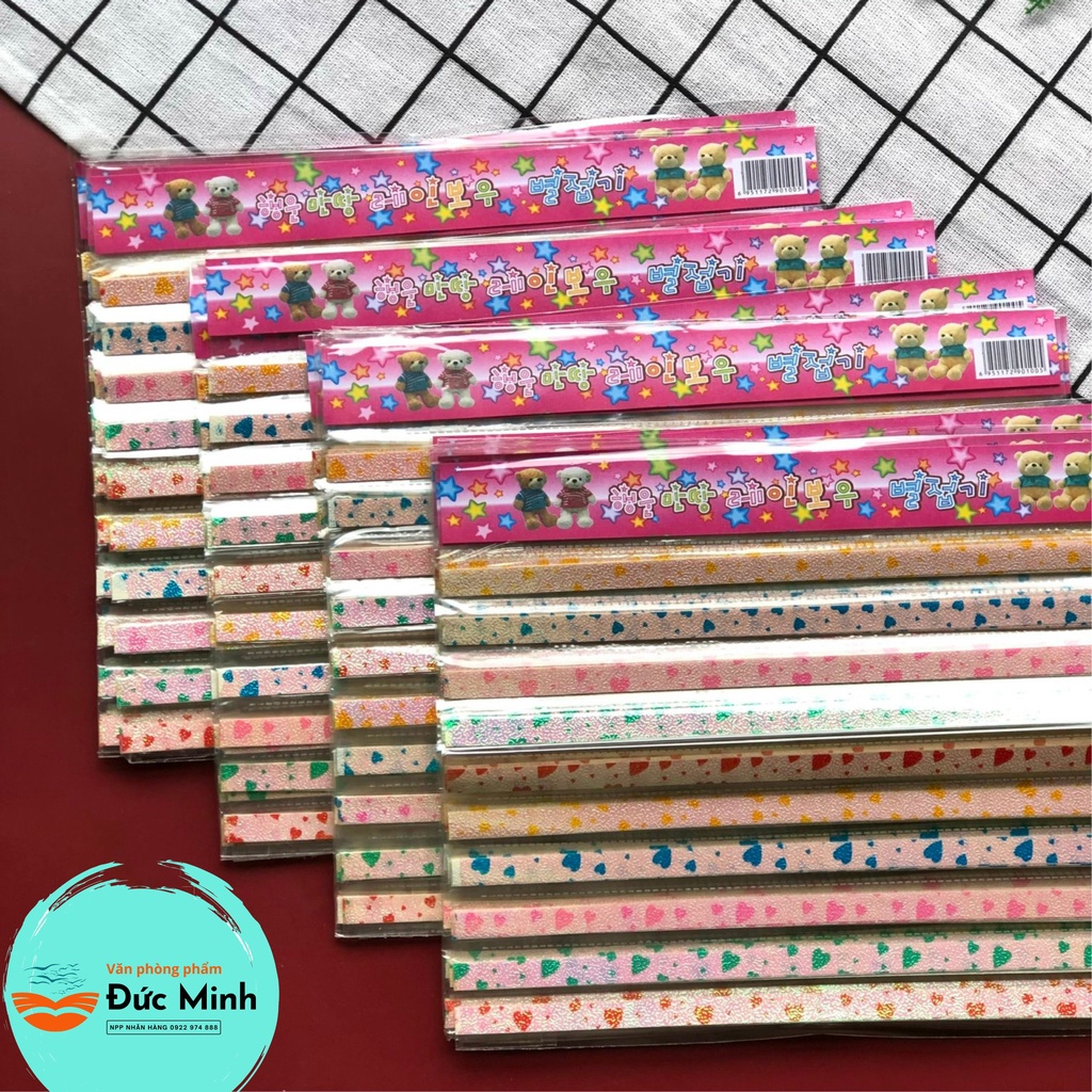 Giấy gấp sao, nhiều màu hoạt hình - origami star paper văn phòng phẩm dễ thương Quế Anh