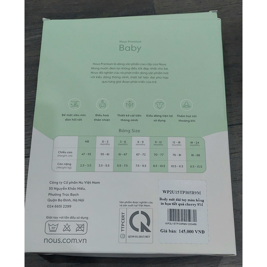 Body Chip Dài Tay Thu Đông Bé Trai, Bé Gái, Body Chip NOUS PREMIUM Cao Cấp 3M-12M