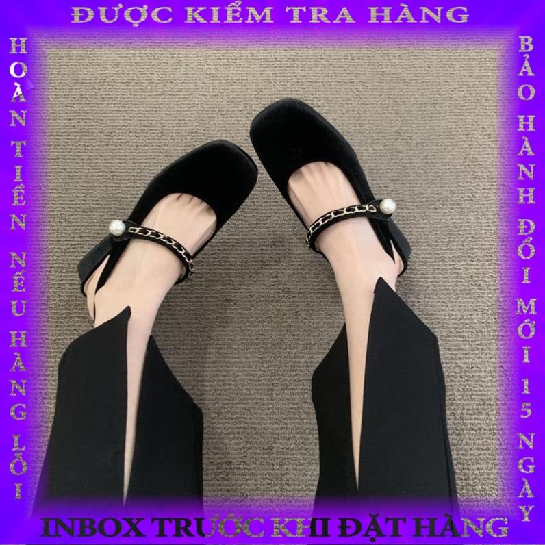 Giày Cao Gót Da Lộn Thắt Dây Sau Lưng Phong Cách Pháp Cổ Điển Cho Nữ anhquoc