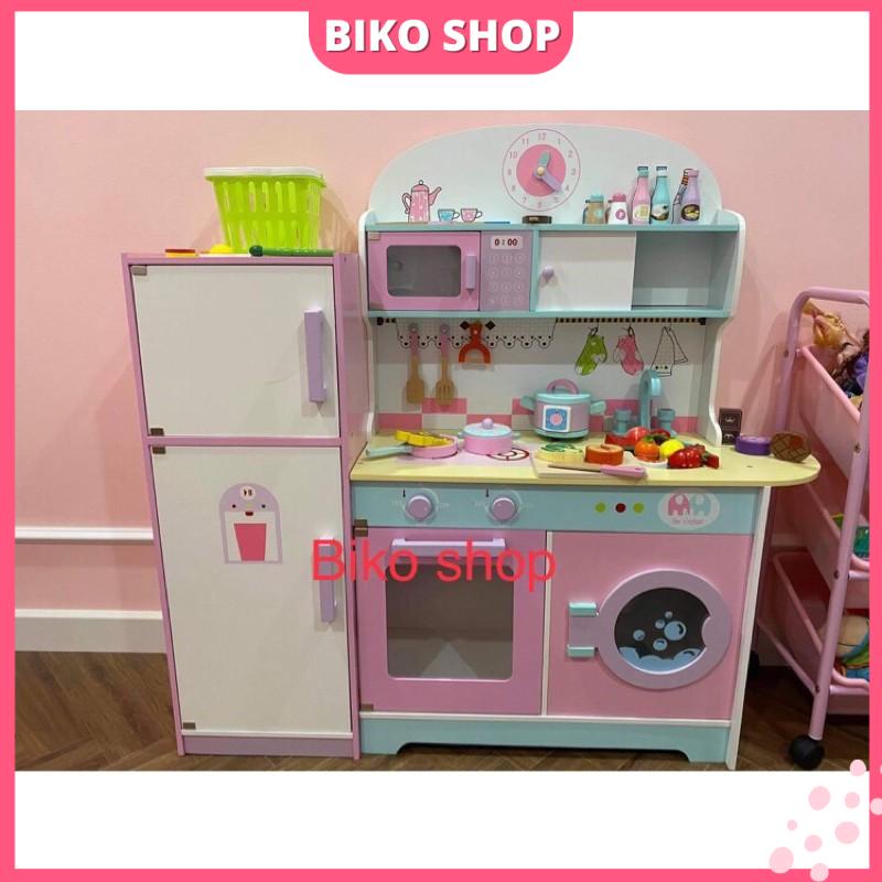 Đồ chơi bếp bằng gỗ màu hồng 101cm cho bé - Đồ chơi gỗ cho bé - Biko Shop