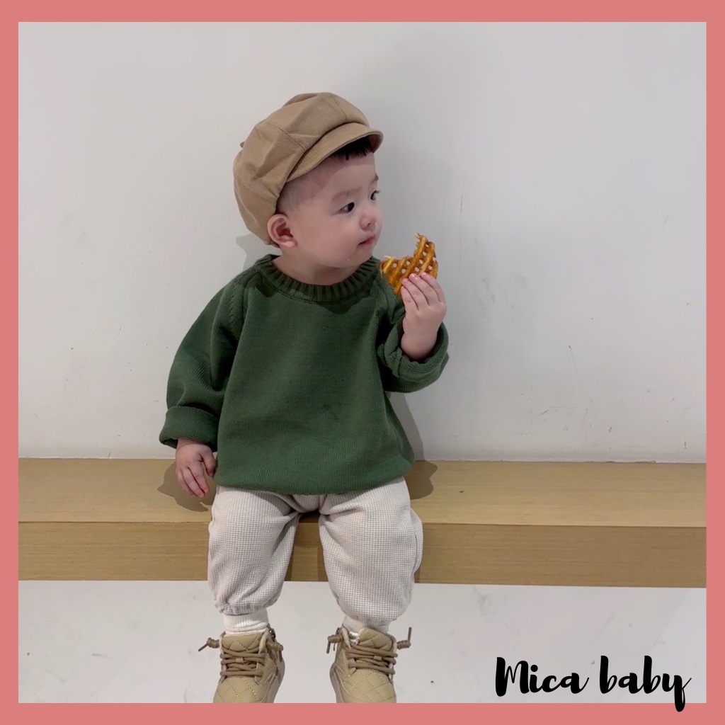 Áo len chui đầu cổ tròn dài tay giữ ấm cho bé QA56 Mica baby