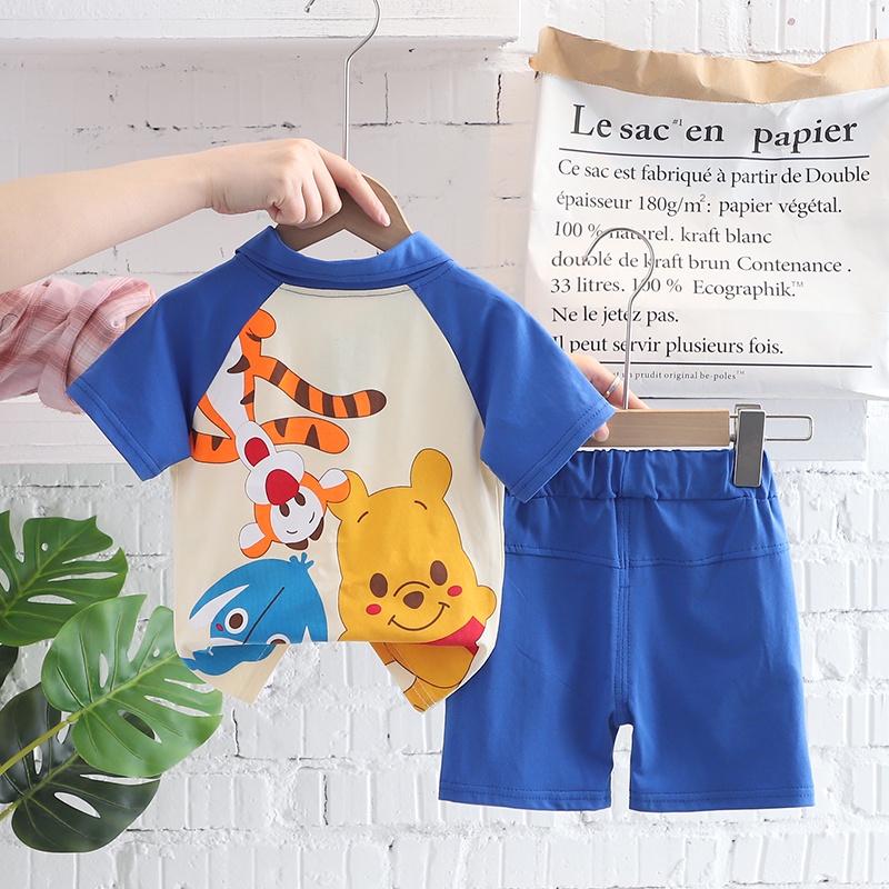 Áo Thun Cotton Và Quần Ngắn Hình Gấu Thể Thao Mùa Hè Mới Dành Cho Bé Trai 0-5 Tuổi