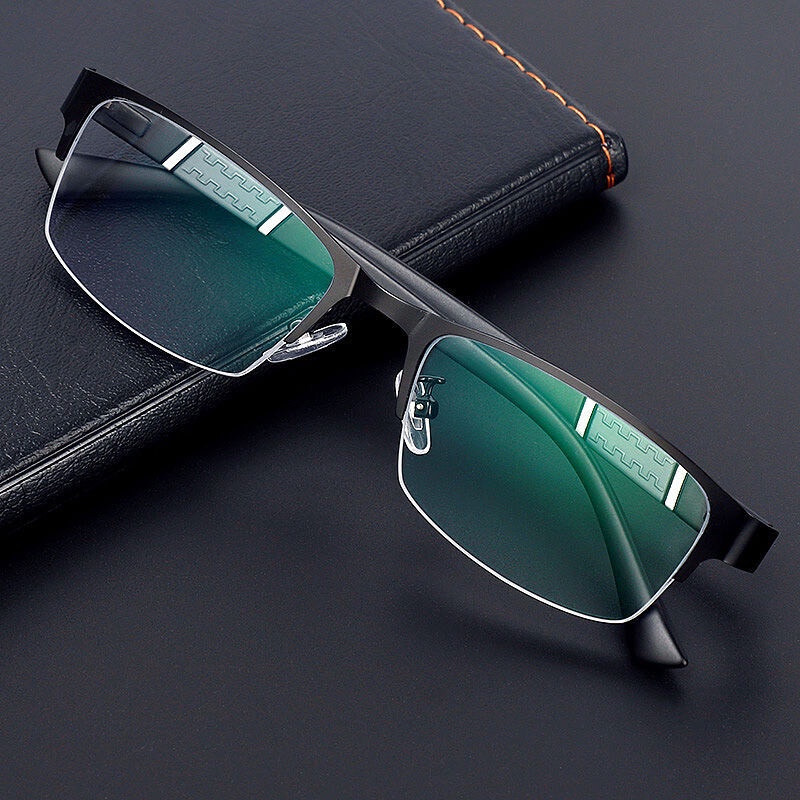Kính Chống Ánh Sáng Xanh Nửa Gọng Tròng PTQ Phong Cách Doanh Nhân Thời Trang Cho Nam