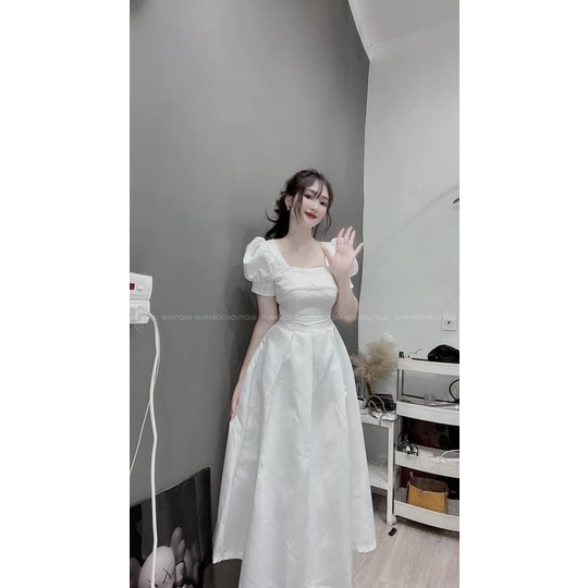 ĐẦM TRẮNG MIDI LẬT NGỰC CHẠY VIỀN HẠT