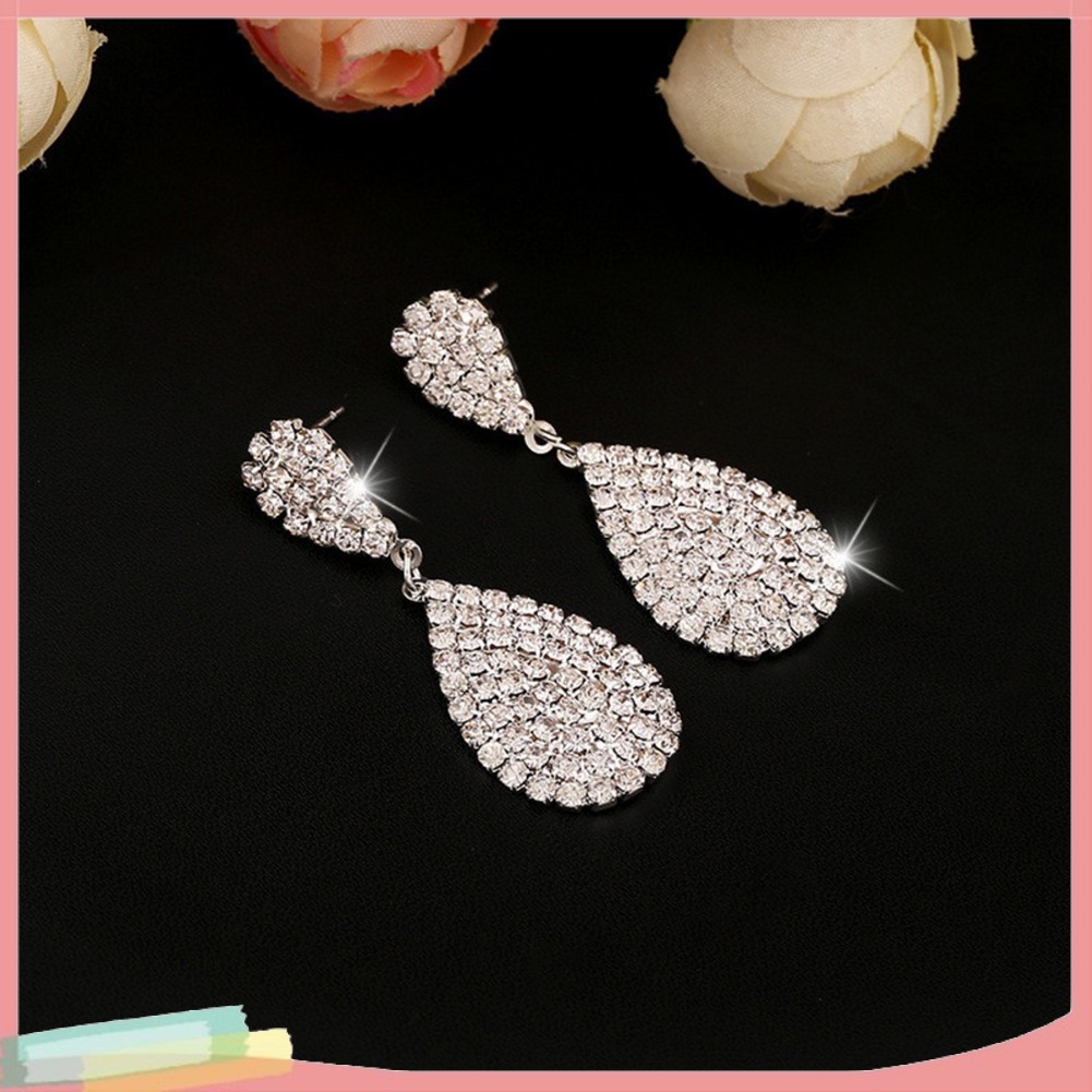 Đôi Hoa Tai Hình Giọt Nước Đính Kim Cương Giả Thời Trang Cho Nữ