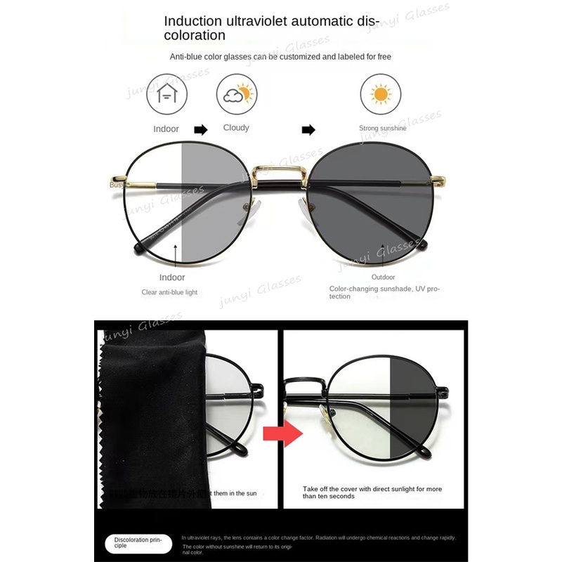 Kính Chống Nắng Ngoài Trời 2 Trong 1 Gọng Kim Loại Tròn Chống Bức Xạ Ánh Sáng Xanh Bảo Vệ Mắt Cho Nam Và Nữ