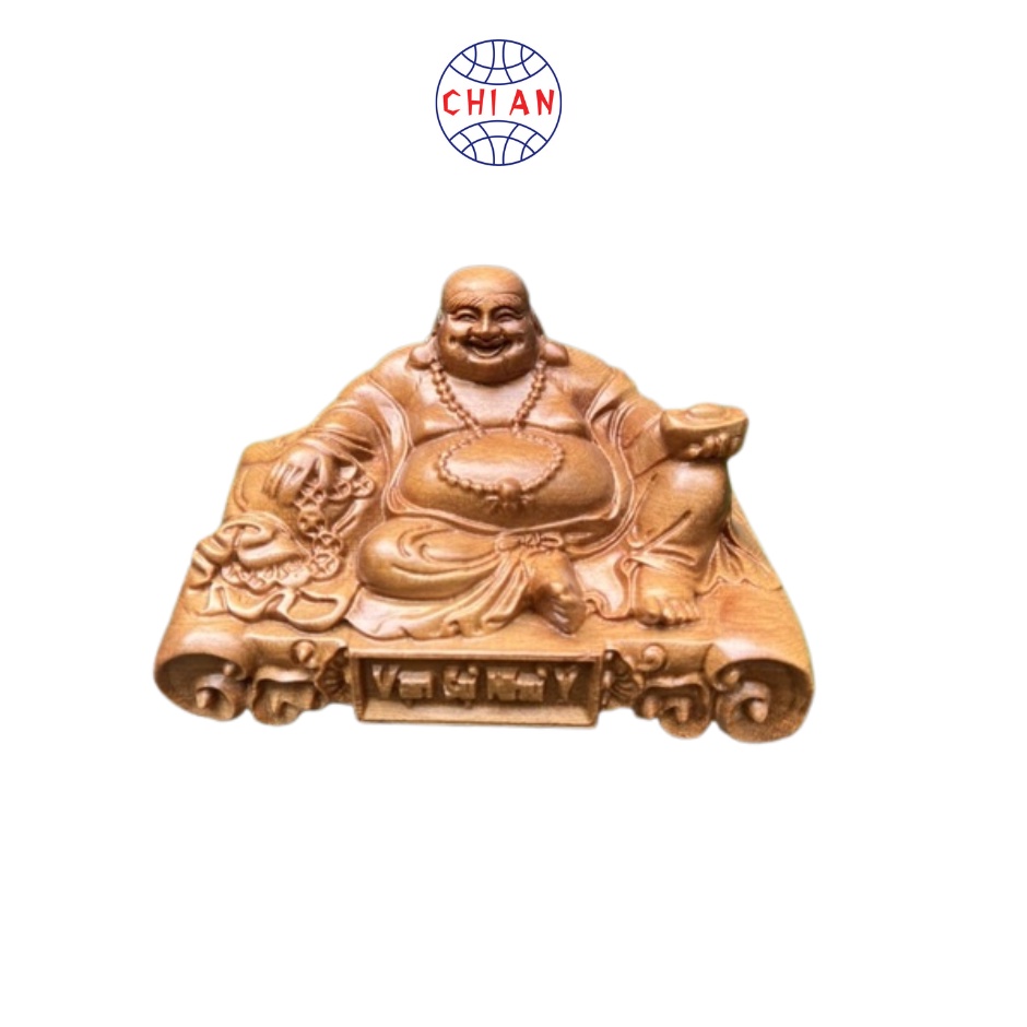 Tượng Di Lặc CHIAN Kích thước 15x9x9cm (ngang x cao x sâu) Gỗ Bách Xanh Mùi Thơm Dịu Ngát Sảng Khoái