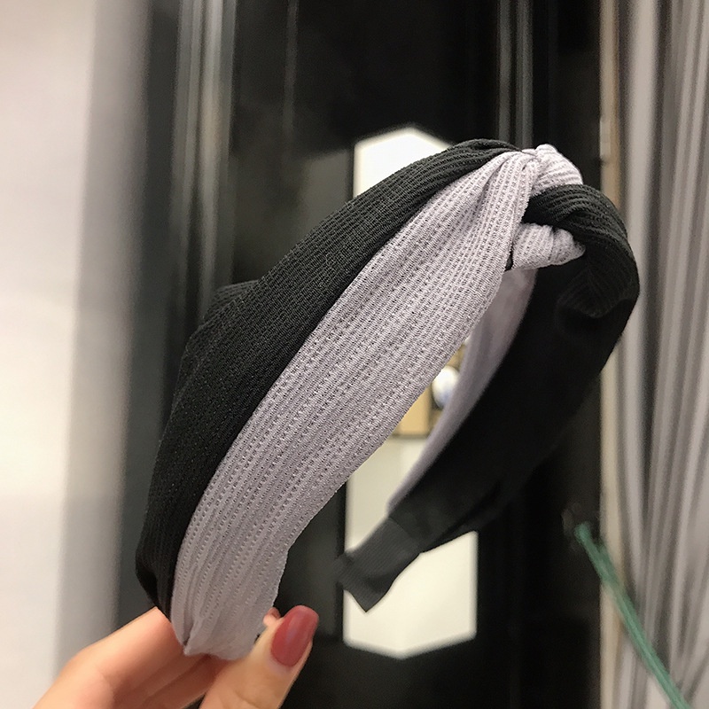 Băng Đô Thắt Nút Chéo Bản Rộng Hai Màu Phong Cách Hàn Quốc Mới Cho Nữ