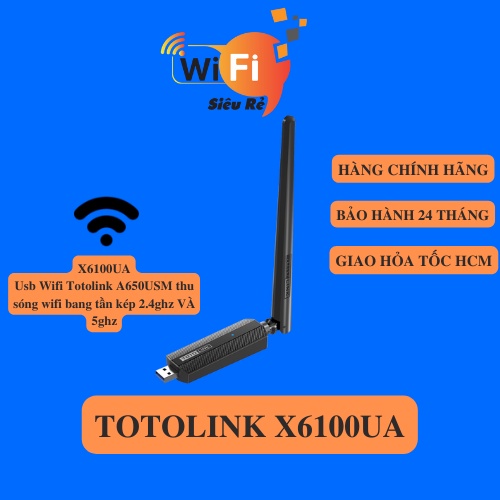 Usb Wifi 6 Totolink X6100UA thu sóng wifi chính hãng dành cho laptop/PC, Bảo hành 1 đổi 1 trong vòng 24 Tháng.