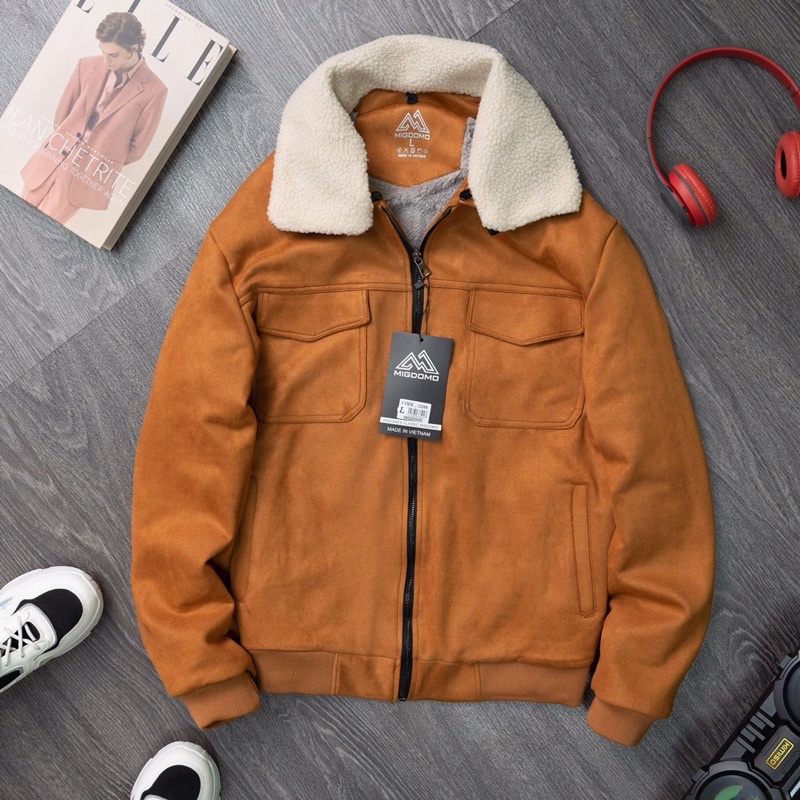 Áo khoác nam da lộn lót lông, Áo khoác da lộn nam cao cấp dày dặn 4 màu