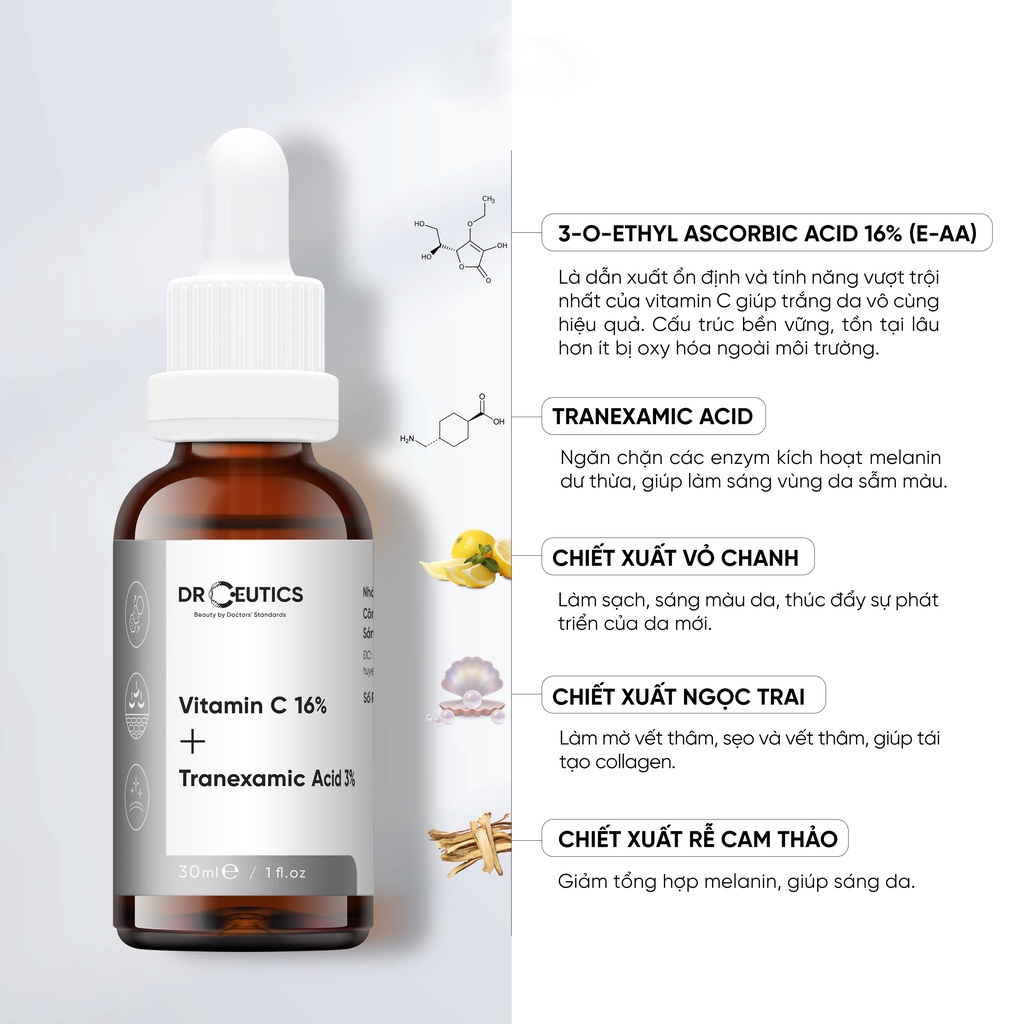 Serum Vitamin C 16% DrCeutics Ngăn Ngừa Lão Hóa Và Làm Sáng Da  30ML