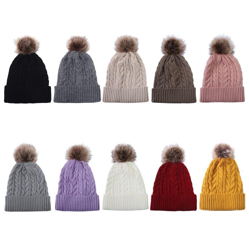 Mũ Dệt Kim Màu Trơn Giữ Ấm Mùa Đông Dễ Thương Cho Nữ