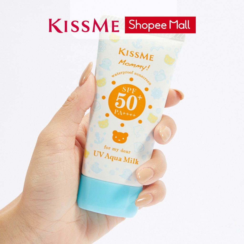 Kem chống nắng Kissme Mommy UV Aqua Milk dạng sữa dành cho da nhạy cảm như em bé SPF50 PA++++ 50G