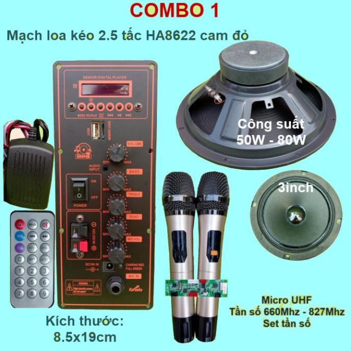 [GRTQ]Mạch loa kéo 2.5 tấc đơn HA8622 cam đỏ