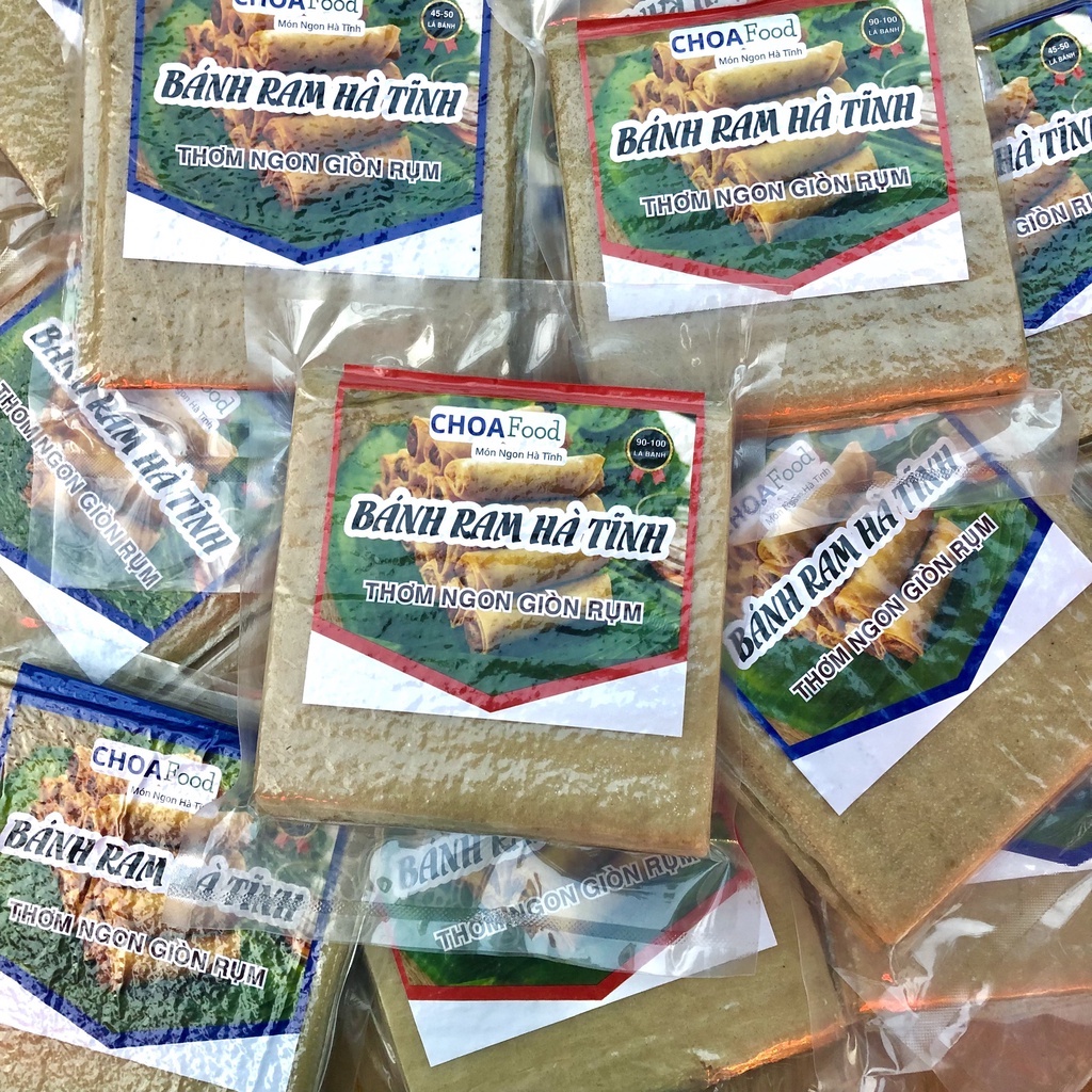 Bánh Ram Hà Tĩnh. Bánh Cuốn Nem. Nem Rán.  Đặc biệt giòn ngon, loại 1. tập 90 đến 100 lá đã hút chân không