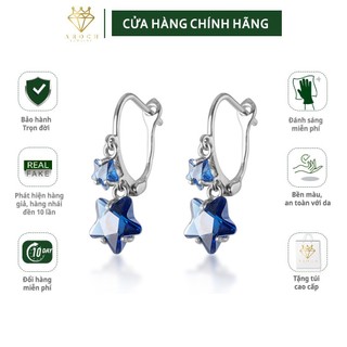 Khuyên tai bạc Ý s925 ngôi sao 5 cánh màu xanh đậm G6262 - AROCH Jewelry