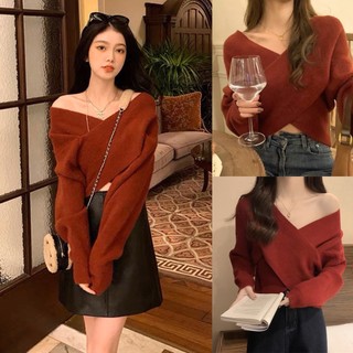 Áo len đỏ trễ vai chất vải len đẹp mịn dày dặn siêu xinh