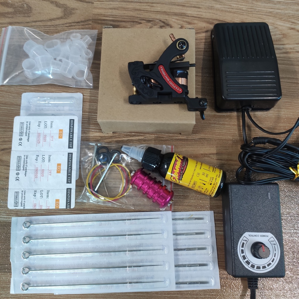 Combo máy xăm Coil Tattoo Machine kèm phụ kiện