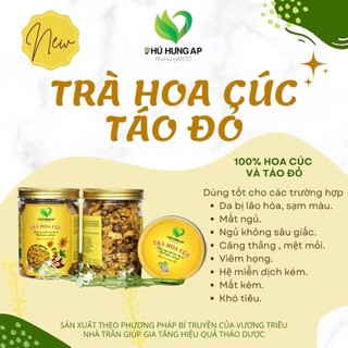 Trà hoa cúc táo đỏ đẹp da dễ ngủ sáng mắt giảm căng thẳng, trà thảo dược organic AP PHÚ HƯNG